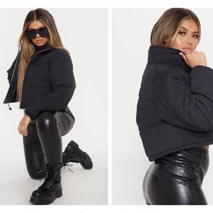 cropped black puffer